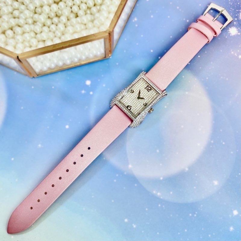 Đồng Hồ Davena Tựa Hermes |Nữ Giới |Full Đá Trắng Silver |Dây Da Tím |Máy Pin (Máy Quartz) |Size 28x40mm |donghogiatot.vn