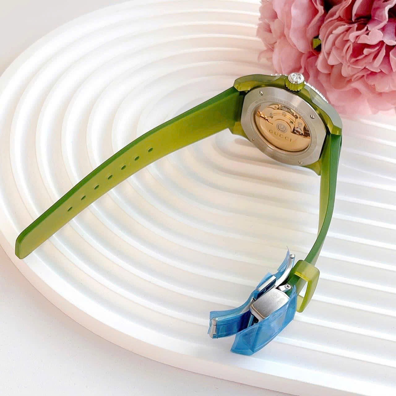 Đồng Hồ Gucci Dive-Rubber |Unisex |Lộ Máy |Dây Cao Su Xanh Lá |Máy Cơ (Automatic) |Size 40mm |donghogiatot.vn