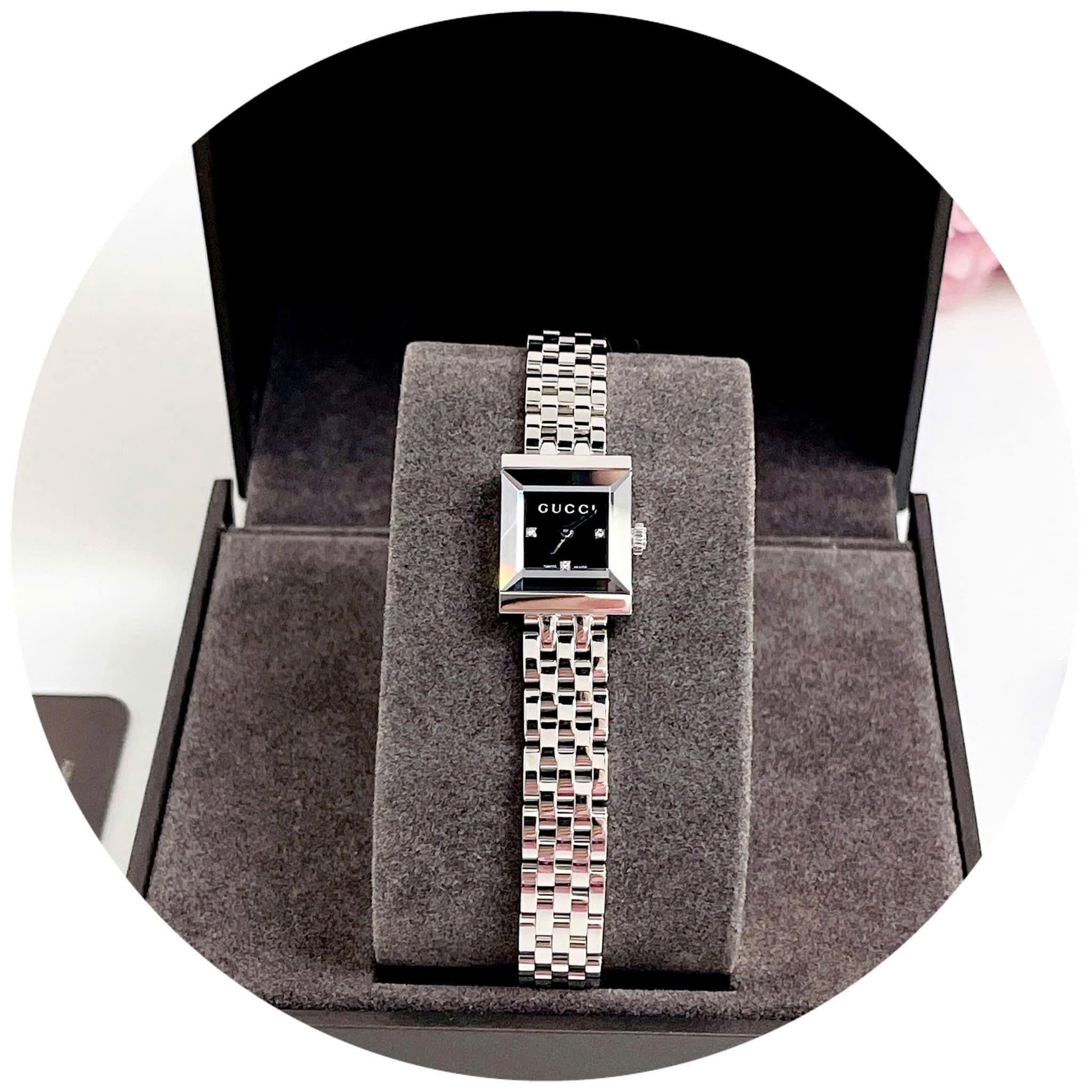 Đồng Hồ Gucci G-Frame |Nữ Giới |Mặt Vuông Đen |Dây Kim Loại Silver |Máy Pin (Quartz) |Size 19mm |donghogiatot.vn