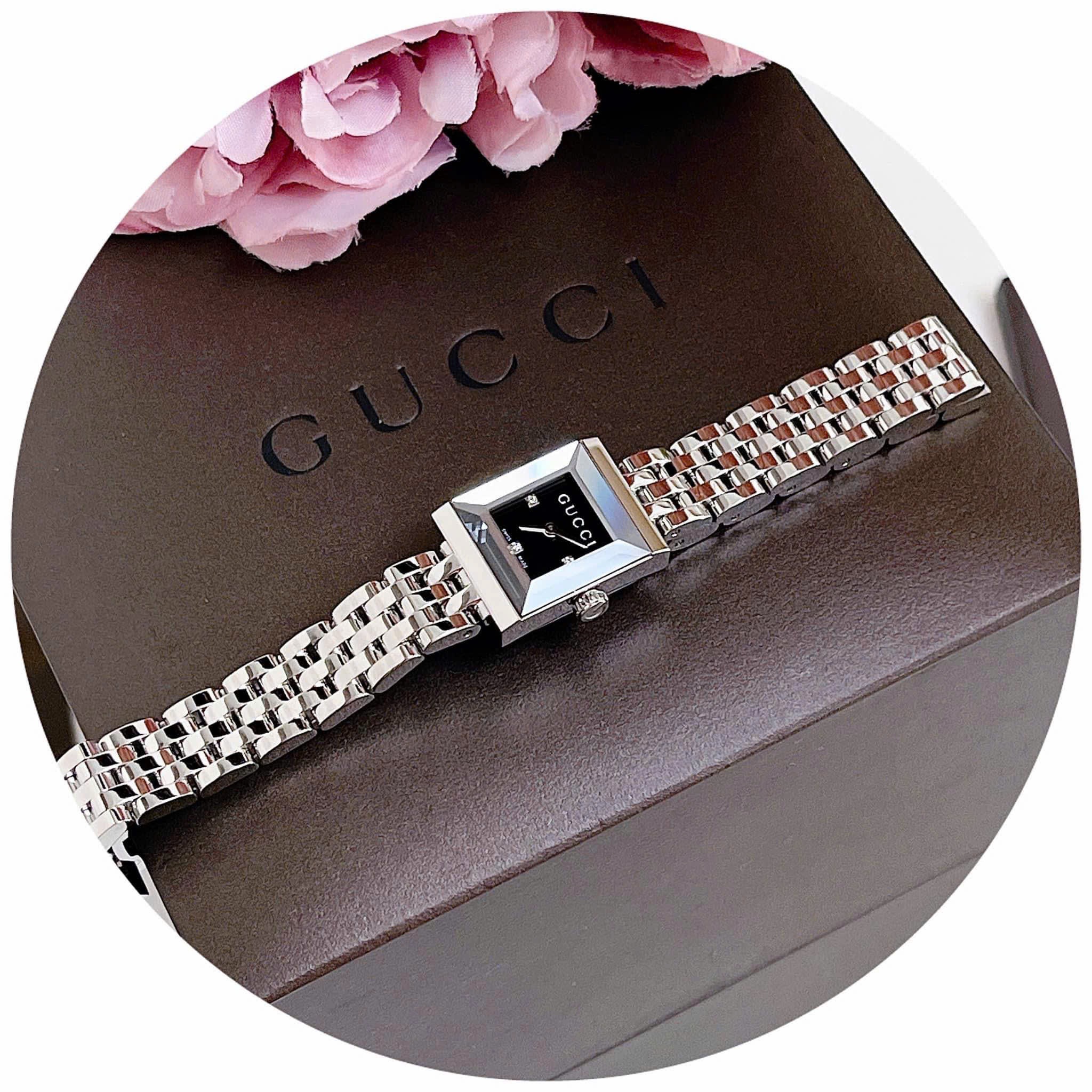 Đồng Hồ Gucci G-Frame |Nữ Giới |Mặt Vuông Đen |Dây Kim Loại Silver |Máy Pin (Quartz) |Size 19mm |donghogiatot.vn