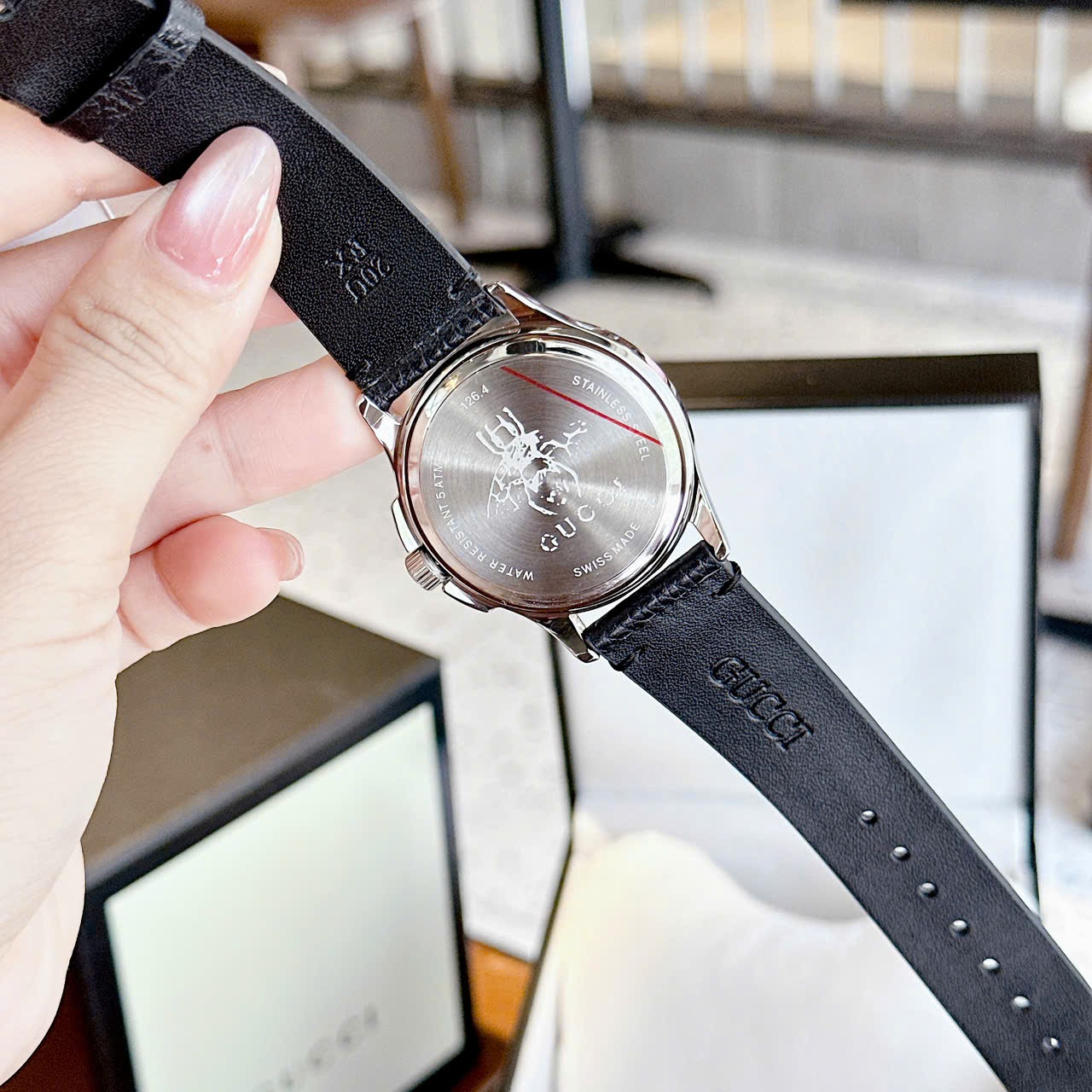 Đồng Hồ Gucci G-Timeless Butterfly |Nữ |Mặt Hình Bướm |Dây Da Đen |Máy Pin (Quartz) |Size 38mm |donghogiatot.vn