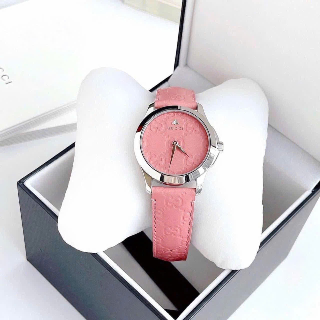 Đồng Hồ Gucci G-Timeless Candy Pink |Nữ |Silver |Dây Da Màu Hồng |Máy Pin (Quartz) |Size 38mm |donghogiatot.vn
