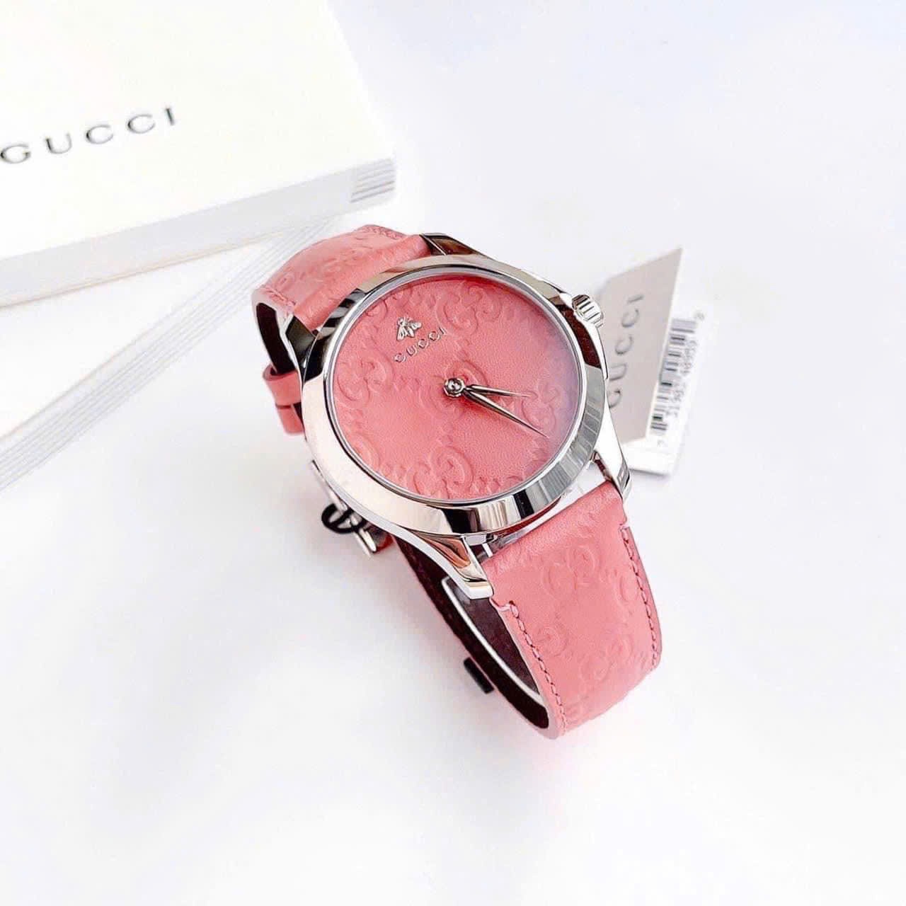 Đồng Hồ Gucci G-Timeless Candy Pink |Nữ |Silver |Dây Da Màu Hồng |Máy Pin (Quartz) |Size 38mm |donghogiatot.vn