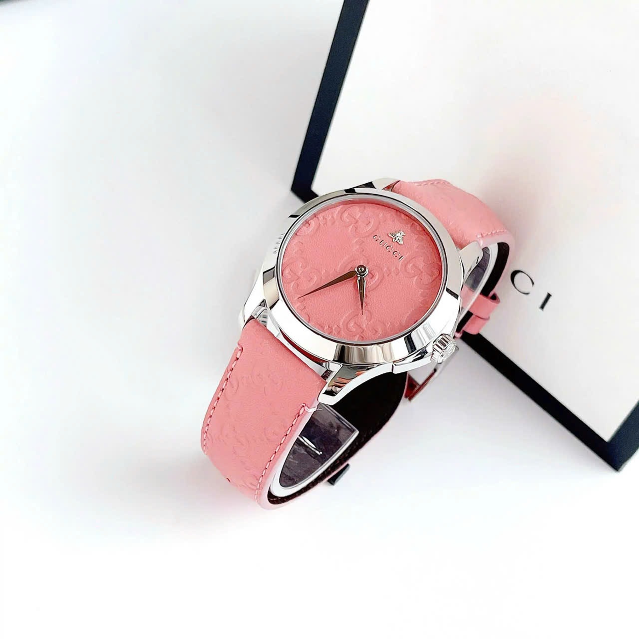 Đồng Hồ Gucci G-Timeless Candy Pink |Nữ |Silver |Dây Da Màu Hồng |Máy Pin (Quartz) |Size 38mm |donghogiatot.vn
