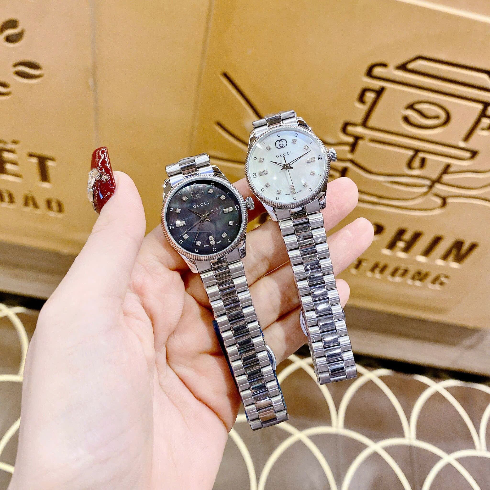 Đồng Hồ Gucci G-Timeless Diamond |Nữ Giới |Mặt Khảm Trai |Dây Kim Loại Silver |Máy Pin (Quartz) |Size 30mm |donghogiatot.vn