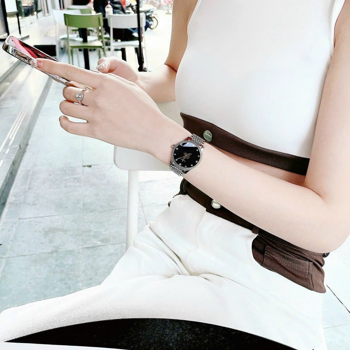 Đồng Hồ Gucci G-Timeless |Nữ Giới |Mặt Tròn Đen |Dây Kim Loại Silver |Máy Pin (Quartz) |Size 36mm |donghogiatot.vn