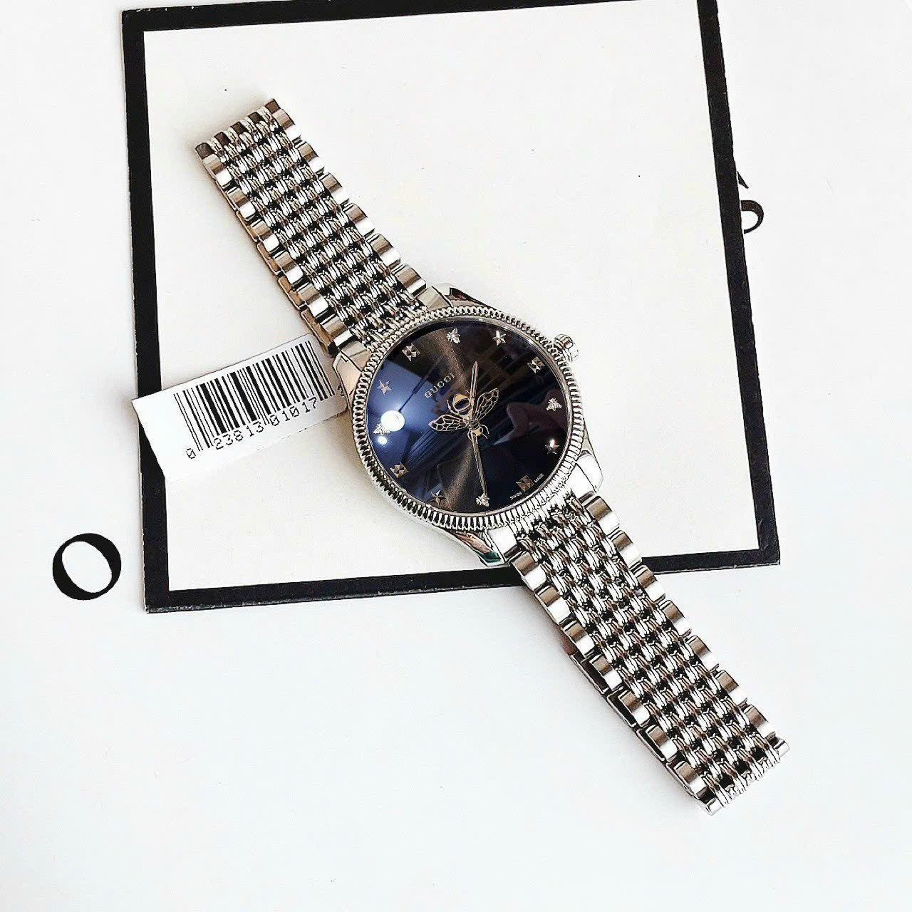 Đồng Hồ Gucci G-Timeless |Nữ Giới |Mặt Tròn Đen |Dây Kim Loại Silver |Máy Pin (Quartz) |Size 36mm |donghogiatot.vn