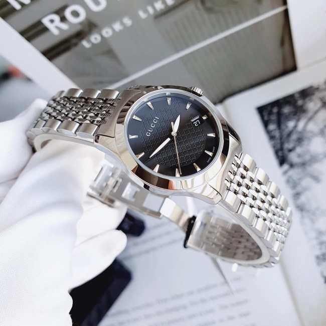 Đồng Hồ Gucci G-Timeless |Nữ Giới |Mặt Màu Đen |Dây Kim Loại Silver |Máy Pin (Quartz) |Size 28mm |donghogiatot.vn