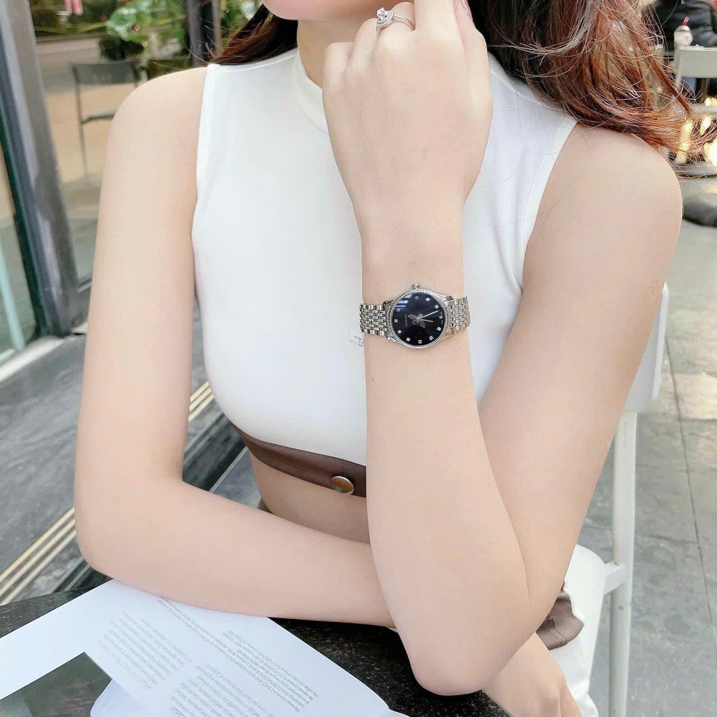 Đồng Hồ Gucci G-Timeless |Nữ Giới |Mặt Đen |Dây Kim Loại Silver |Máy Pin (Quartz) |Size 29mm |donghogiatot.vn