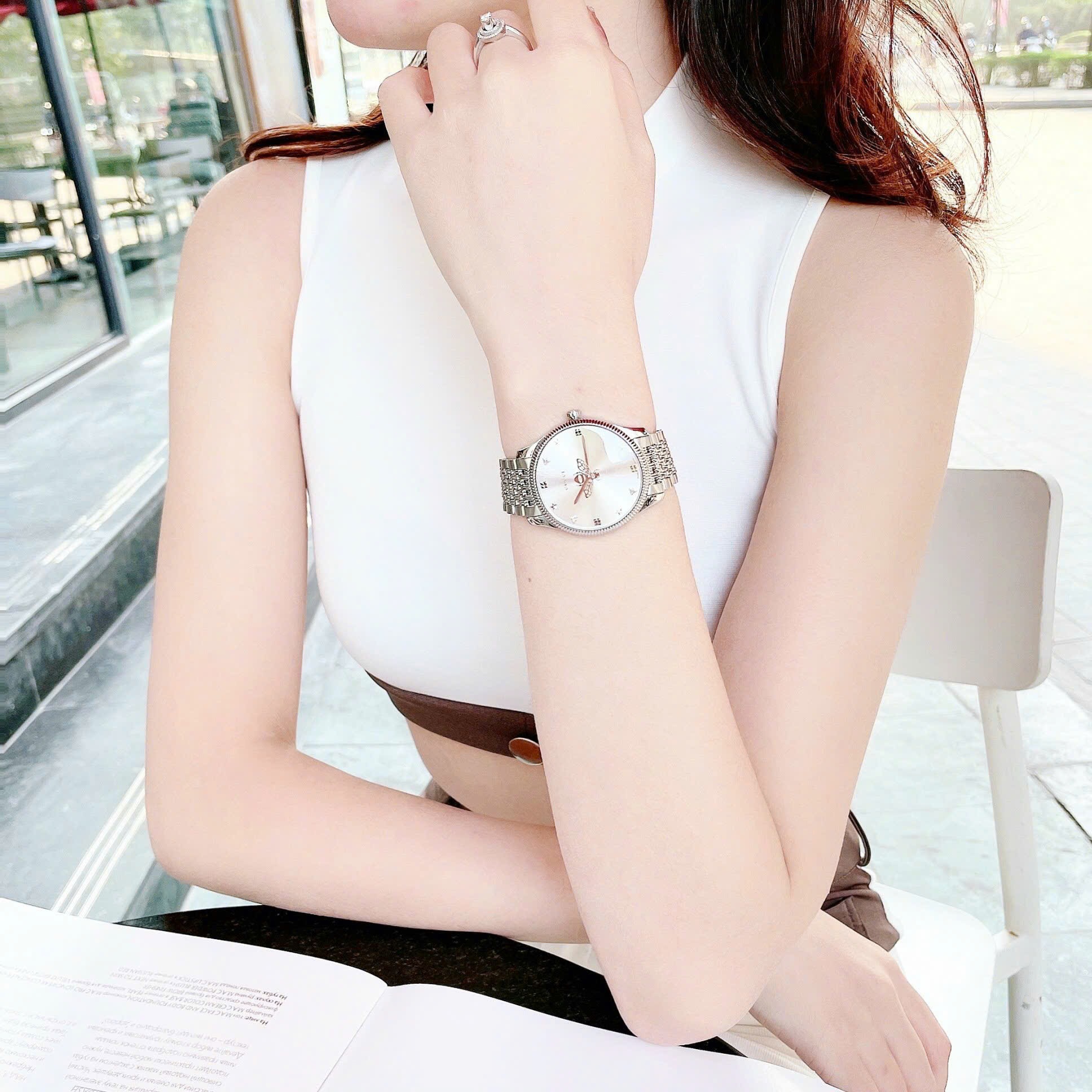 Đồng Hồ Gucci G-Timeless |Nữ Giới |Mặt Tròn Trắng |Dây Kim Loại Silver |Máy Pin (Quartz) |Size 36mm |donghogiatot.vn