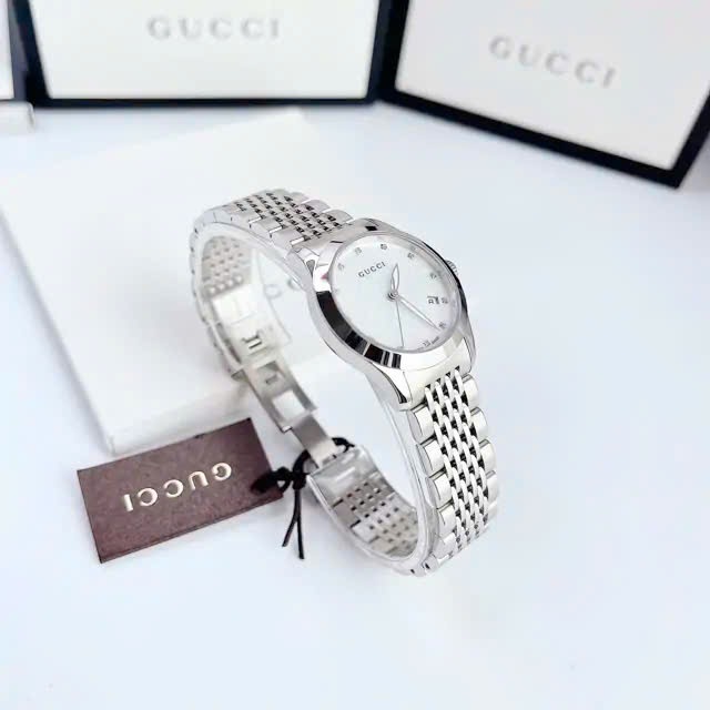 Đồng Hồ Gucci G-Timeless |Nữ |Mặt Xà Cừ Trắng |Dây Kim Loại Silver |Máy Pin (Quartz) |Size 29mm |donghogiatot.vn