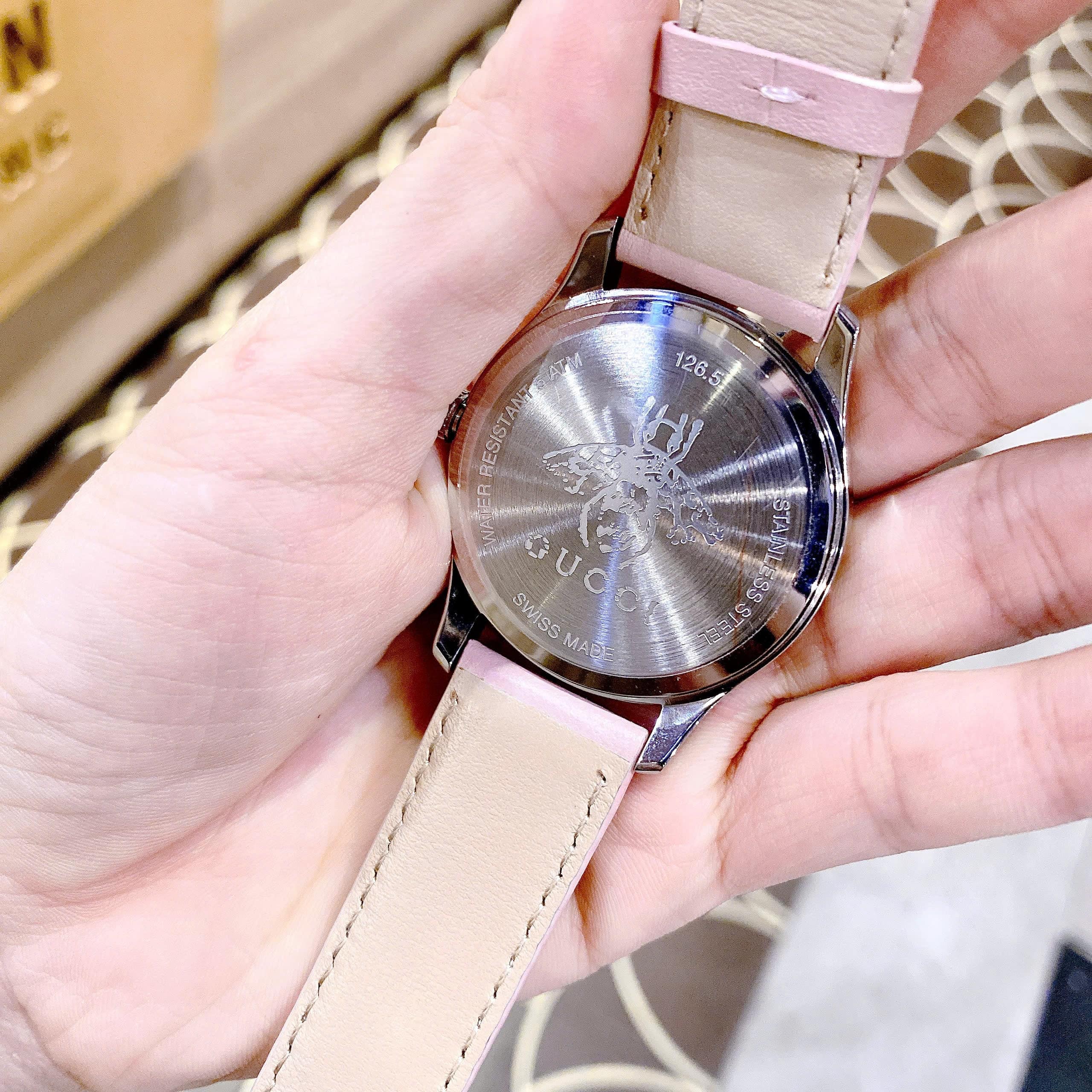 Đồng Hồ Gucci G-Timeless Textured |Nữ |Dây Da Họa Tiết Rắn Màu Hồng |Máy Pin (Quartz) |Size 38mm |donghogiatot.vn