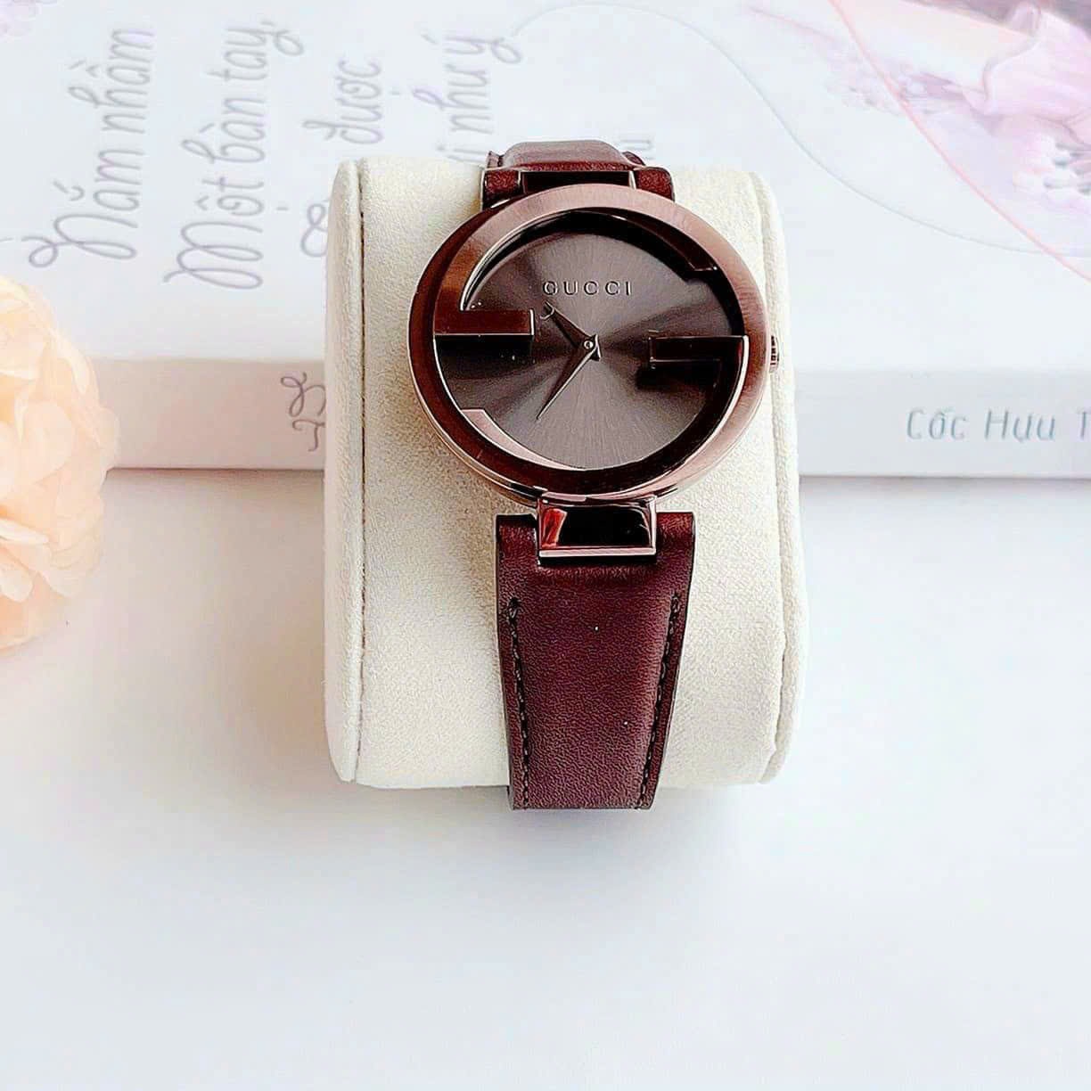 Đồng Hồ Gucci Interlocking |Nữ Giới |Rose Gold |Dây Da Nâu |Máy Pin (Quartz) |Size 36mm |donghogiatot.vn