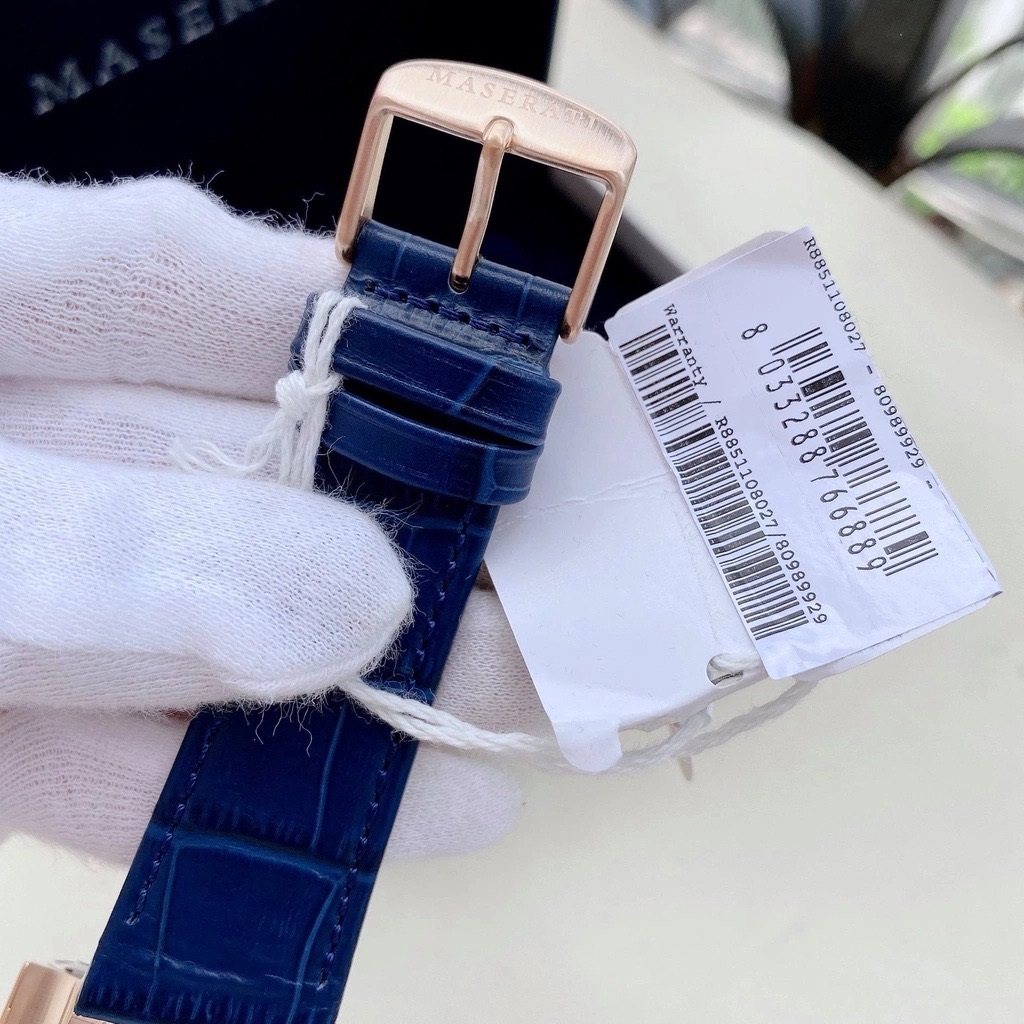 Đồng Hồ Maserati Potenza |Nam Giới |Rose Gold |Dây Da Xanh Dương |Máy Pin (Quartz) |Size 42mm |Donghogiatot.vn