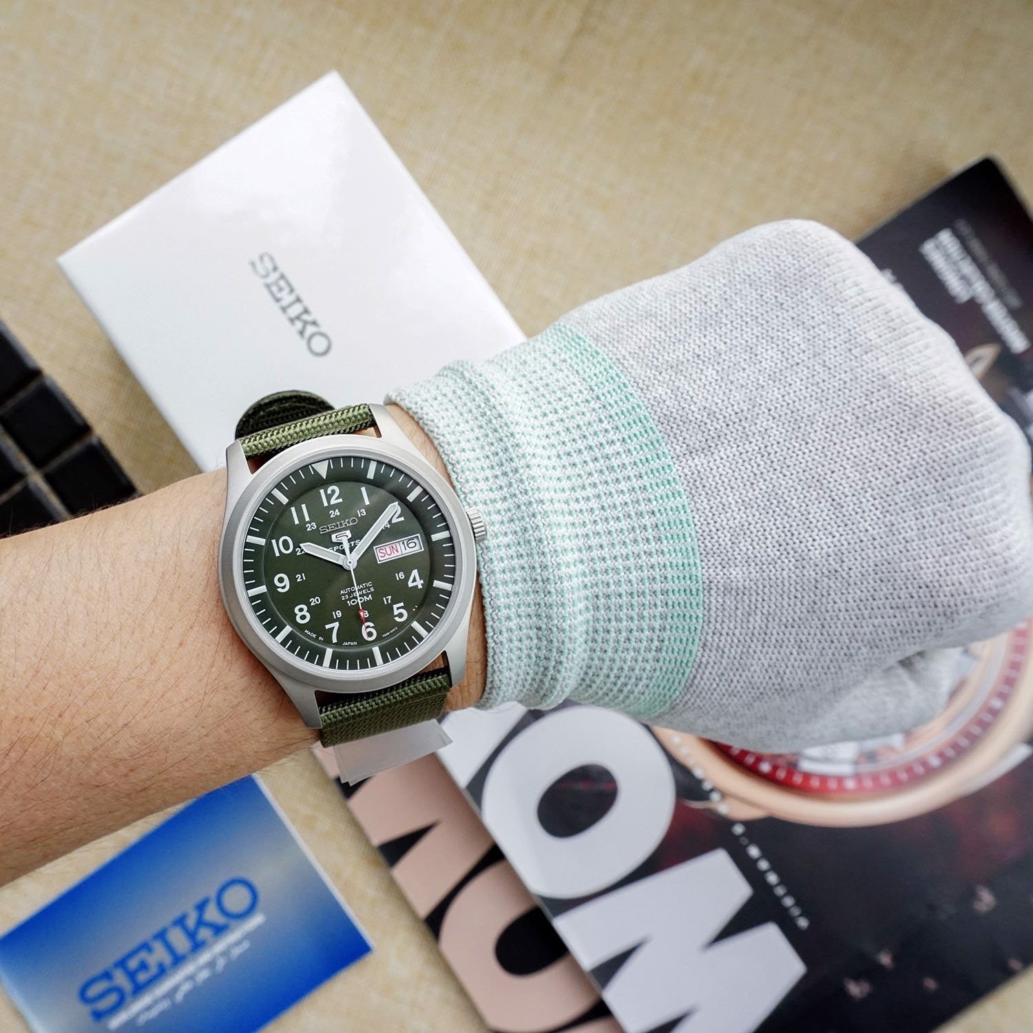 Đồng Hồ Seiko 5 Quân Đội |Nam Giới |Sports |Dây Vải Dù Xanh Rêu |Máy Cơ (Automatic) |Size 42mm |Donghogiatot.vn