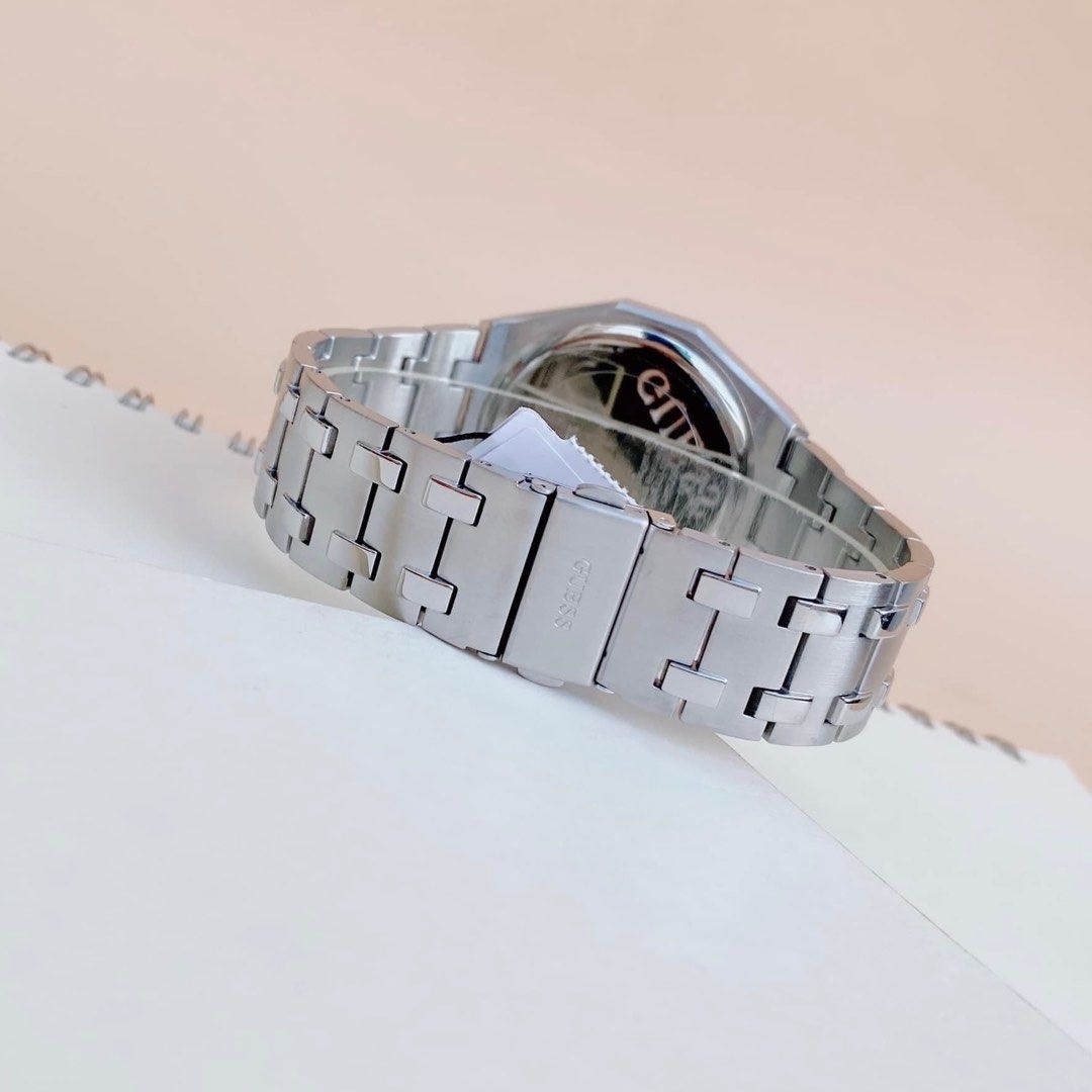 Đồng Hồ Guess Asset |Nam Giới |Mặt Đen |Dây Kim Loại Trắng Silver |Máy Pin (Quartz) |Size 42mm |donghogiatot.vn