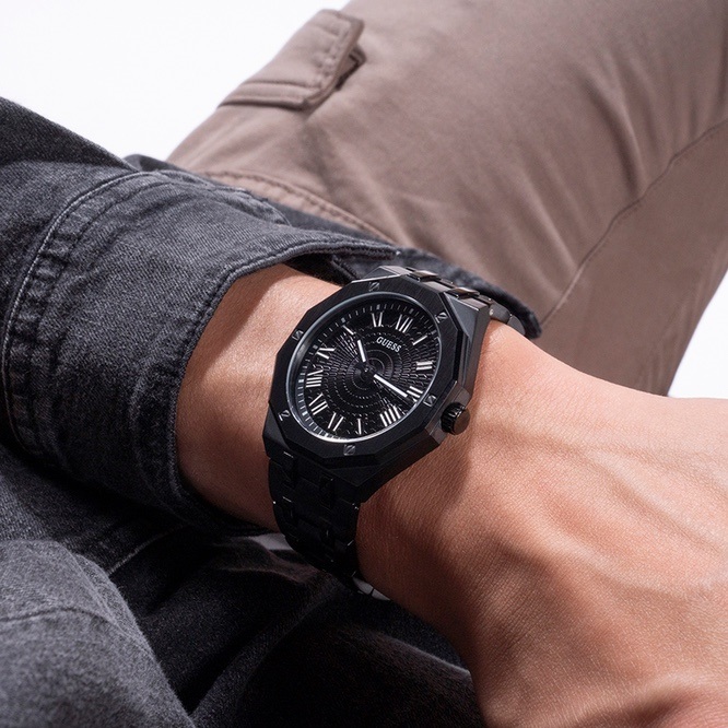 Đồng Hồ Guess Asset |Nam Giới |Mặt Số La Mã |Dây Kim Loại Full Đen |Máy Pin (Quartz) |Size 42mm |donghogiatot.vn