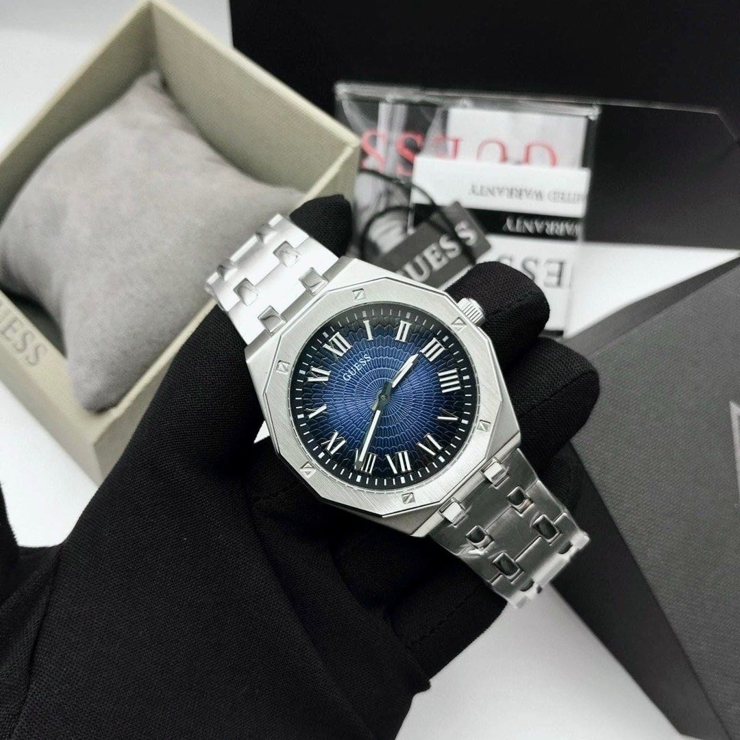 Đồng Hồ Guess Asset |Nam Giới |Mặt Xanh Dương |Dây Kim Loại Silver |Máy Pin (Quartz) |Size 42mm |donghogiatot.vn