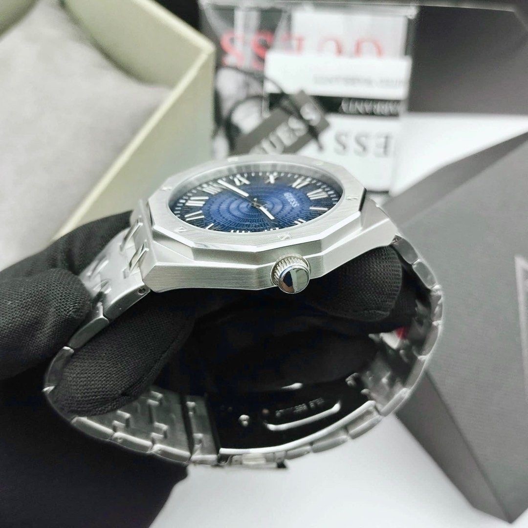 Đồng Hồ Guess Asset |Nam Giới |Mặt Xanh Dương |Dây Kim Loại Silver |Máy Pin (Quartz) |Size 42mm |donghogiatot.vn