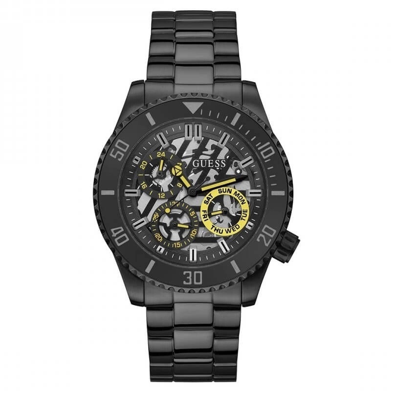 Đồng Hồ Guess Axle |Nam Giới |Multi- Function |Dây Kim Loại Full Đen |Máy Pin (Quartz) |Size 45mm |donghogiatot.vn