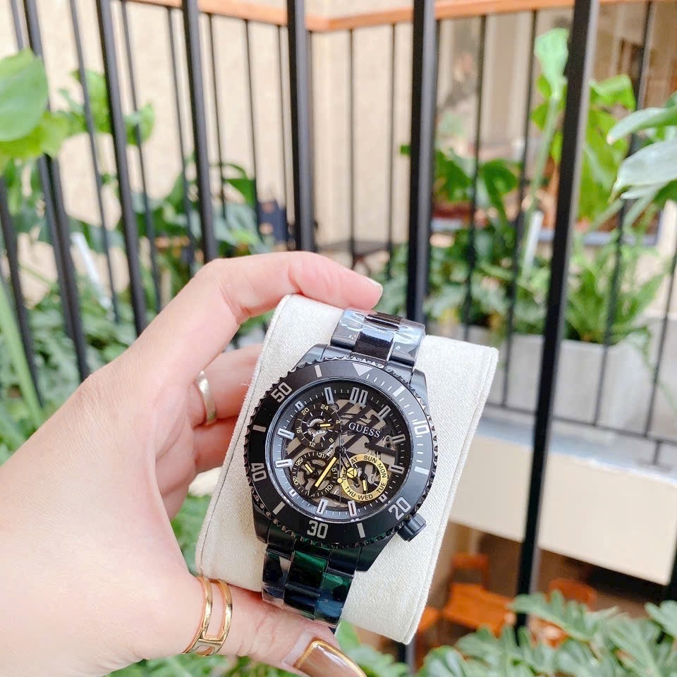 Đồng Hồ Guess Axle |Nam Giới |Multi- Function |Dây Kim Loại Full Đen |Máy Pin (Quartz) |Size 45mm |donghogiatot.vn