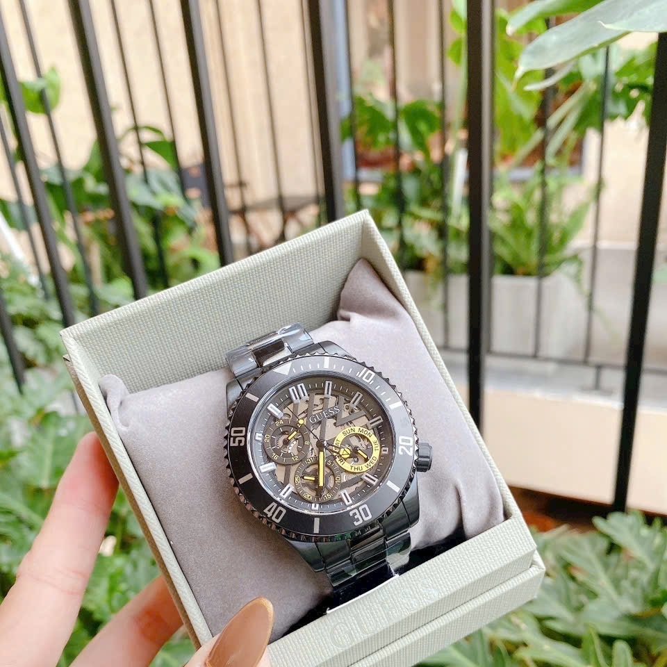 Đồng Hồ Guess Axle |Nam Giới |Multi- Function |Dây Kim Loại Full Đen |Máy Pin (Quartz) |Size 45mm |donghogiatot.vn
