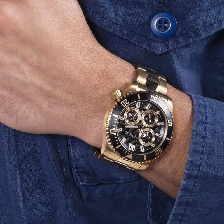 Đồng Hồ Guess Axle |Nam Giới |Multi- Function |Dây Kim Loại Vàng Gold |Máy Pin (Quartz) |Size 45mm |donghogiatot.vn