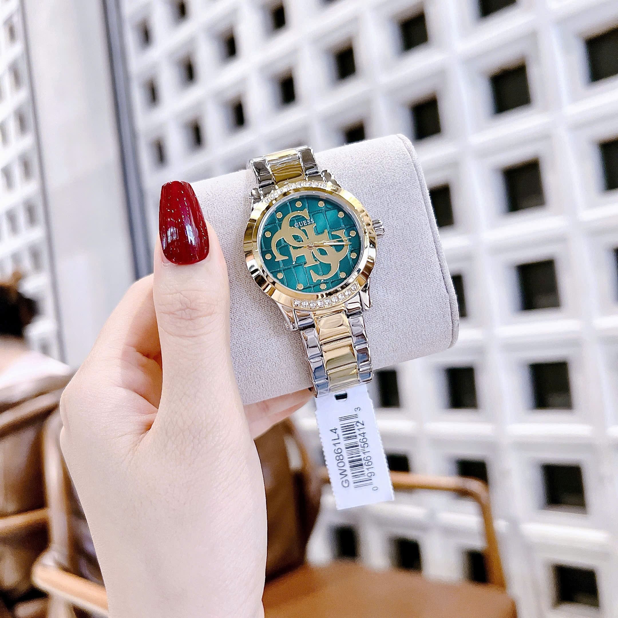 Đồng Hồ Guess Annette |Nữ Giới |Mặt Xanh Lá |Dây Kim Loại Demi Vàng Gold |Máy Pin (Quartz) |Size 36mm |donghogiatot.vn