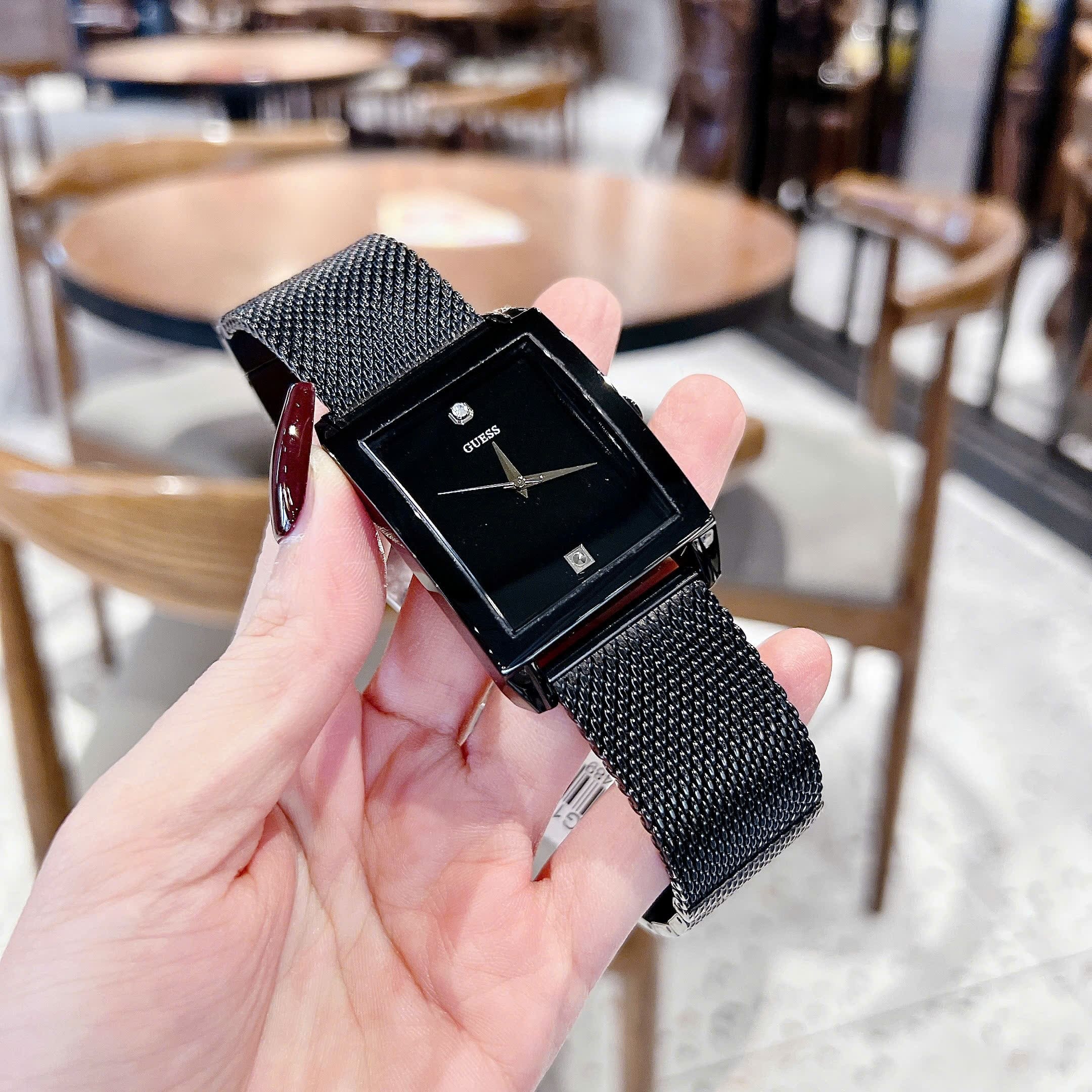 Đồng Hồ Guess Clyde |Nam Giới |Mặt Chữ Nhật |Dây Mesh Lưới Full Đen |Máy Pin (Quartz) |Size 40x35mm |donghogiatot.vn