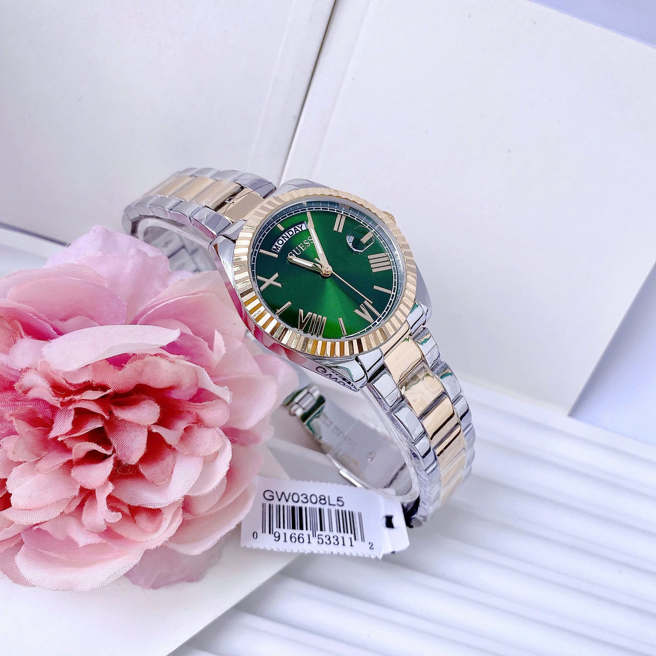 Đồng Hồ Guess Connoisseur |Nữ Giới |Mặt Xanh Lá |Dây Kim Loại Demi Vàng Gold |Máy Pin (Quartz) |Size 36mm |donghogiatot.vn