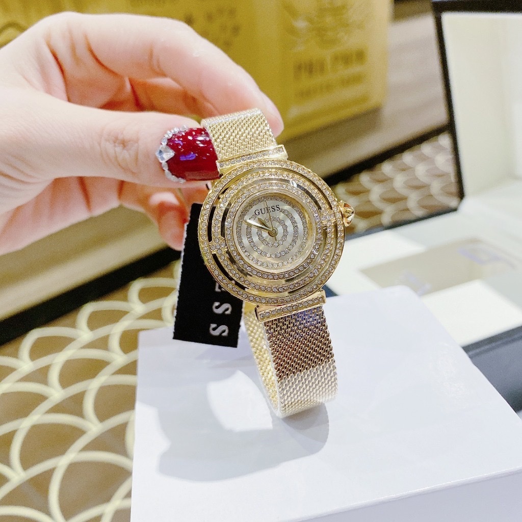 Đồng Hồ Guess Daydream |Nữ Giới |Đính Đá |Dây Lưới Vàng Gold |Máy Pin (Quartz) |Size 36mm |donghogiatot.vn
