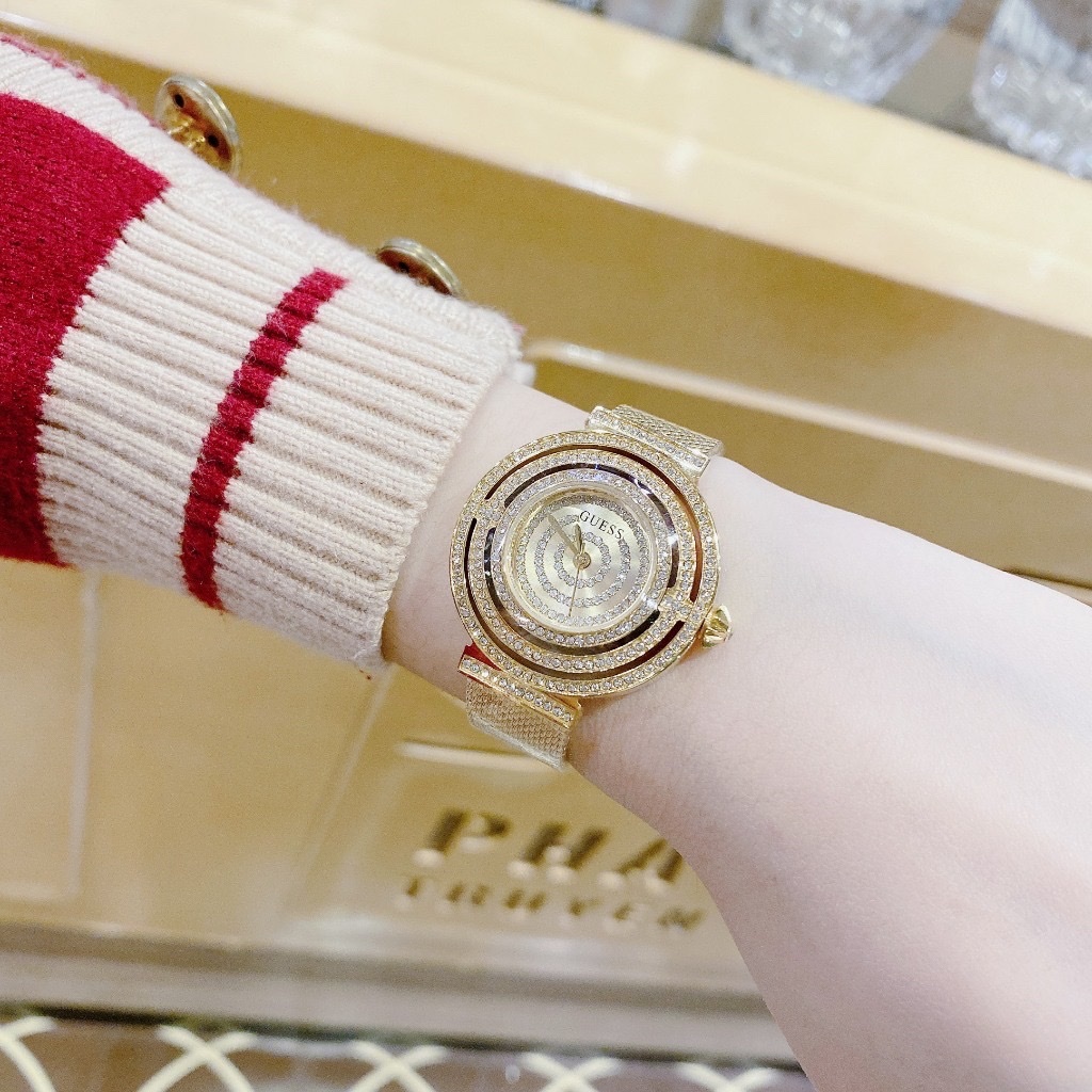 Đồng Hồ Guess Daydream |Nữ Giới |Đính Đá |Dây Lưới Vàng Gold |Máy Pin (Quartz) |Size 36mm |donghogiatot.vn