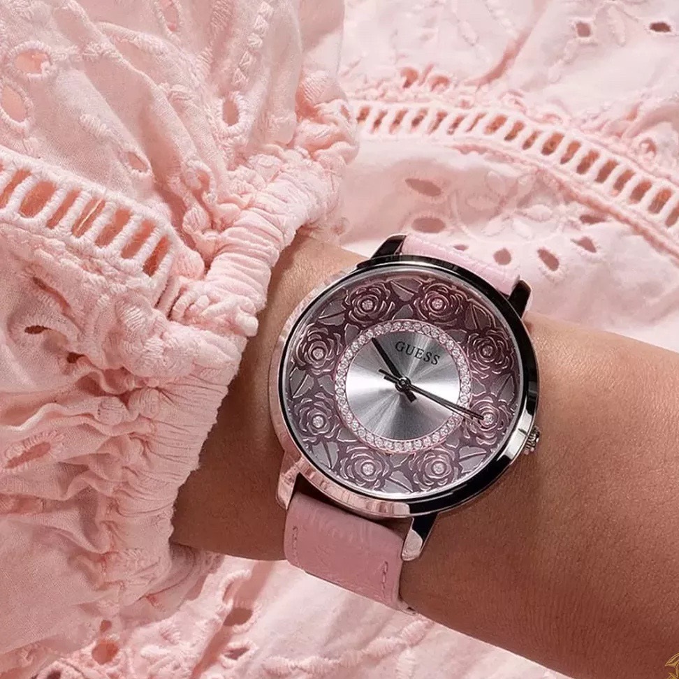 Đồng Hồ Guess Flora |Nữ Giới |Mặt Bông Hoa |Dây Da Hồng |Máy Pin (Quartz) |Size 40mm |donghogiatot.vn