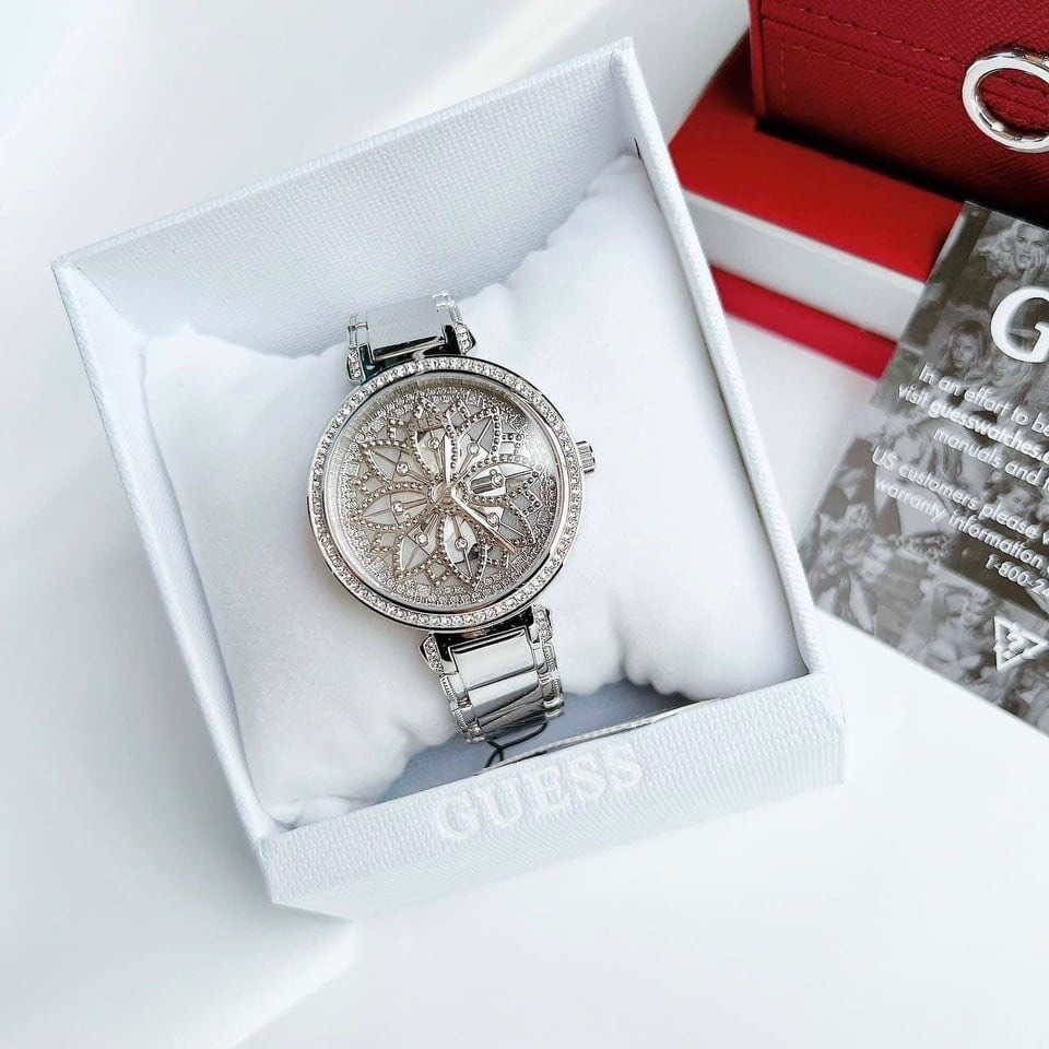 Đồng Hồ Guess Flora |Nữ Giới |Bông Hoa |Dây Kim Loại Trắng Silver |Máy Pin (Quartz) |Size 36mm |donghogiatot.vn