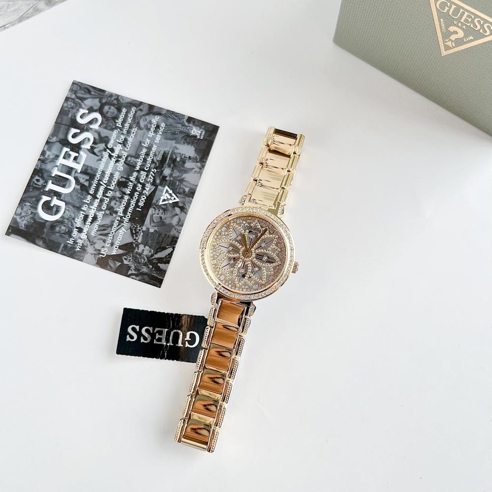 Đồng Hồ Guess Flora |Nữ Giới |Bông Hoa |Dây Kim Loại Vàng Gold |Máy Pin (Quartz) |Size 36mm |donghogiatot.vn