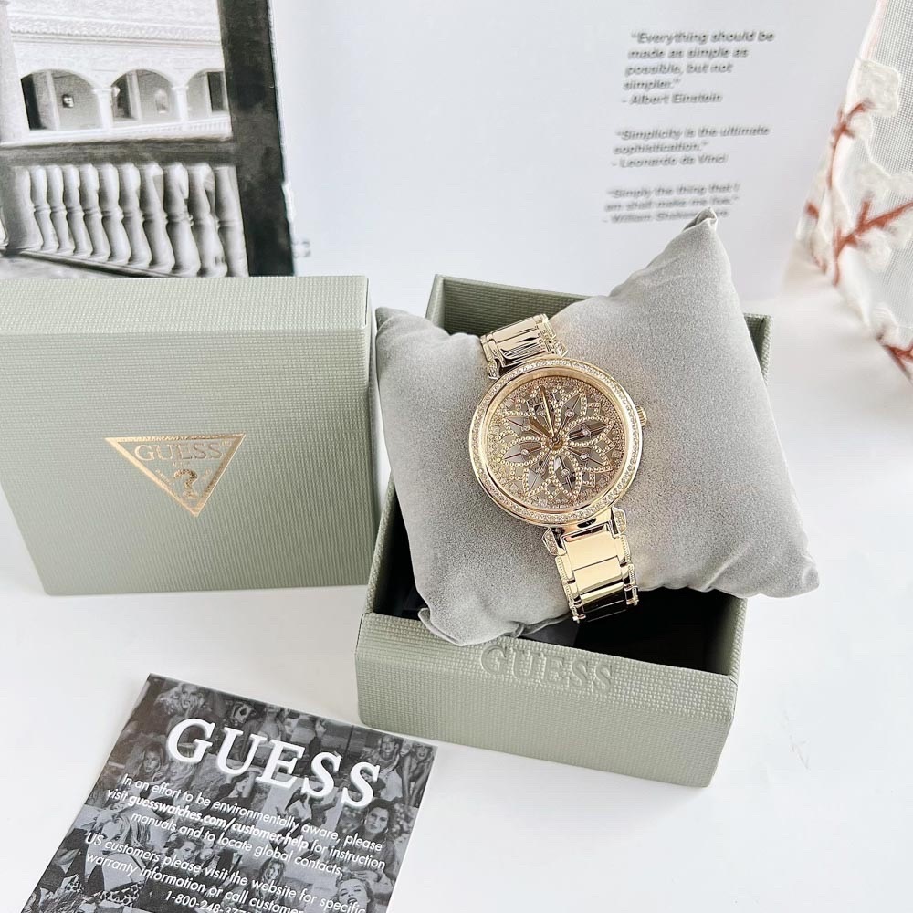 Đồng Hồ Guess Flora |Nữ Giới |Bông Hoa |Dây Kim Loại Vàng Gold |Máy Pin (Quartz) |Size 36mm |donghogiatot.vn