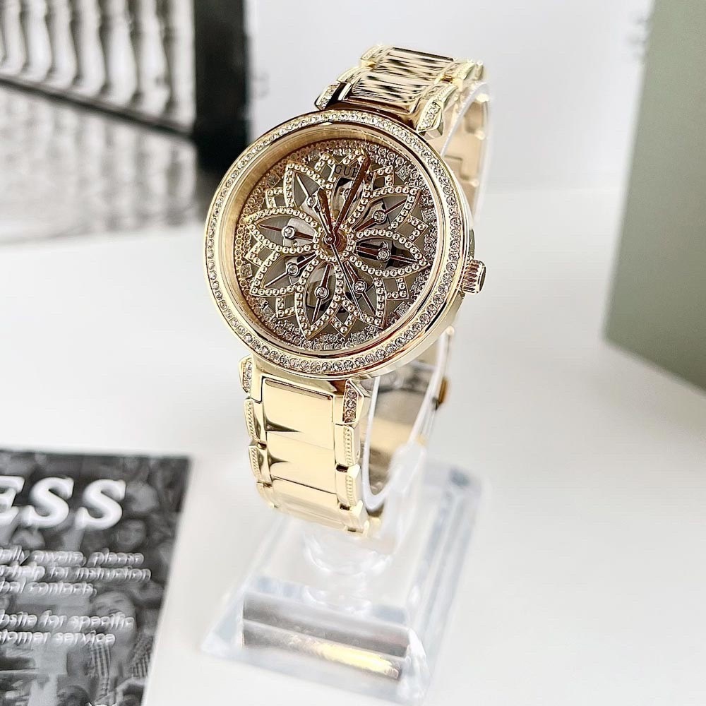 Đồng Hồ Guess Flora |Nữ Giới |Bông Hoa |Dây Kim Loại Vàng Gold |Máy Pin (Quartz) |Size 36mm |donghogiatot.vn