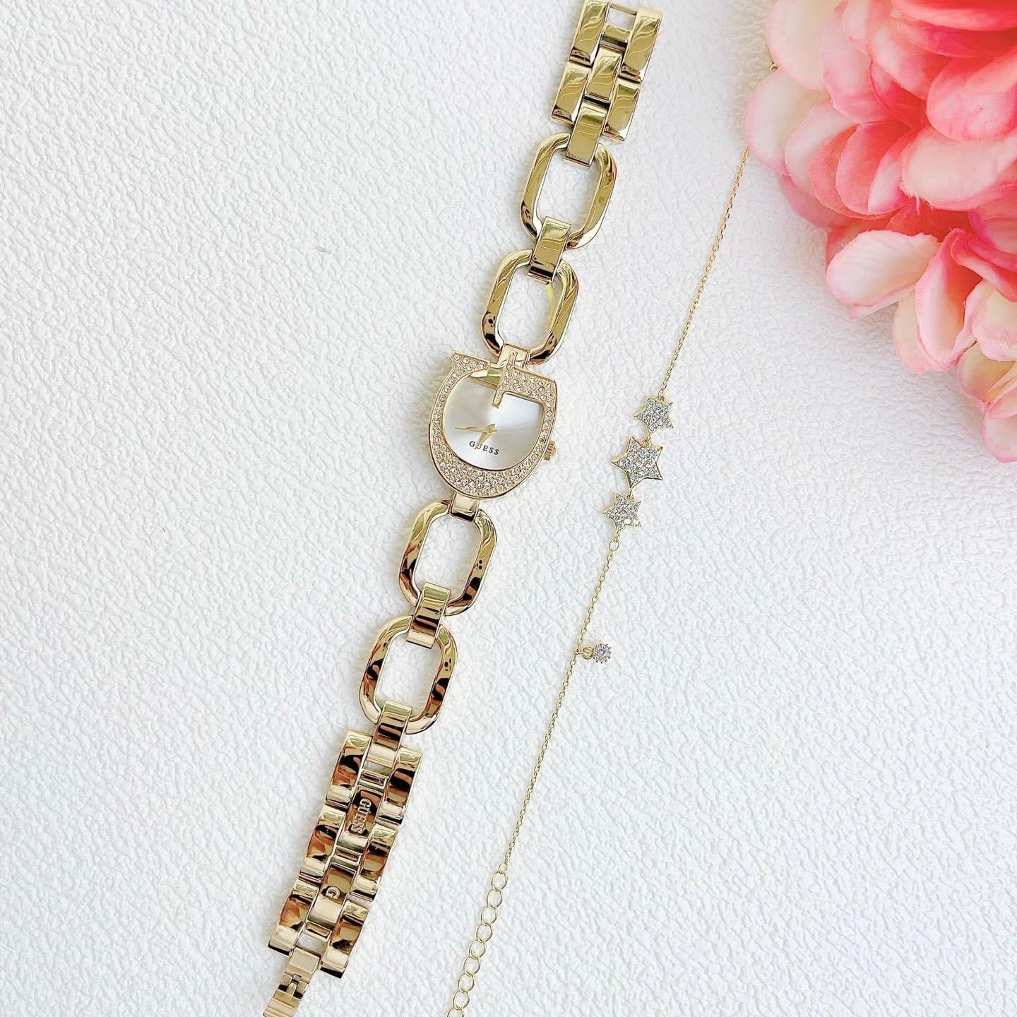 Đồng Hồ Guess Gia |Nữ Giới |Mặt Chữ G |Dây Mắt Xích Vàng Gold |Máy Pin (Quartz) |Size 22mm |donghogiatot.vn