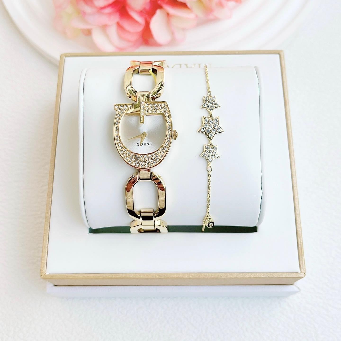 Đồng Hồ Guess Gia |Nữ Giới |Mặt Chữ G |Dây Mắt Xích Vàng Gold |Máy Pin (Quartz) |Size 22mm |donghogiatot.vn