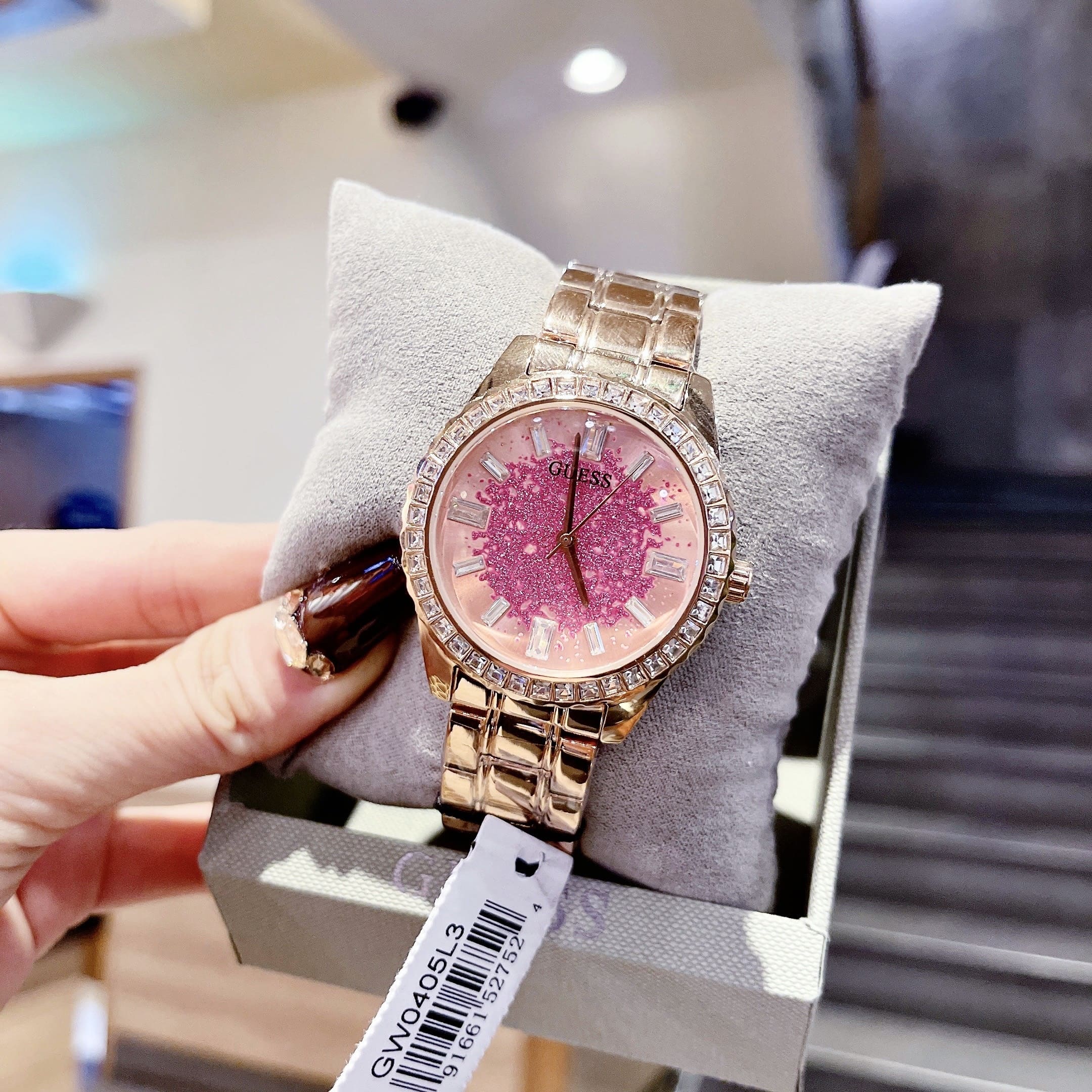 Đồng Hồ Guess Glitter |Nữ Giới |Mặt Hồng |Dây Kim Loại Rose Gold |Máy Pin (Quartz) |Size 38mm |donghogiatot.vn