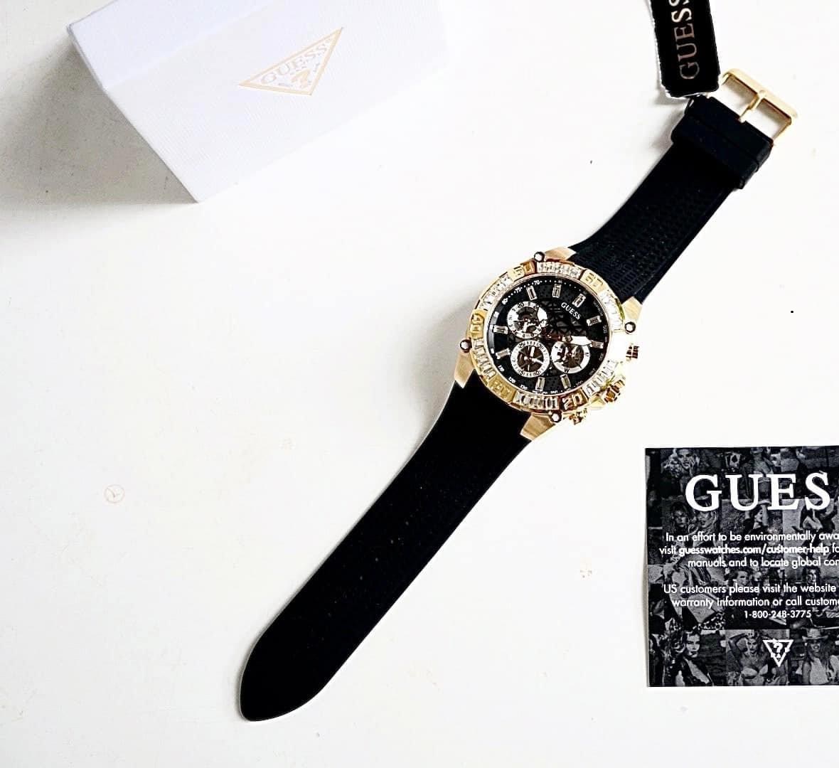 Đồng Hồ Guess Intrepid |Nam Giới |Đính Đá Vàng Gold |Dây Cao Su Đen |Máy Pin (Quartz) |Size 46mm |donghogiatot.vn