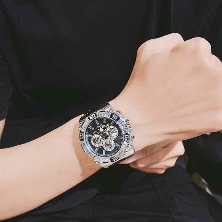 Đồng Hồ Guess Intrepid |Nam Giới |Đính Pha Lê Vuông |Dây Kim Loại Silver |Máy Pin (Quartz) |Size 46mm |donghogiatot.vn