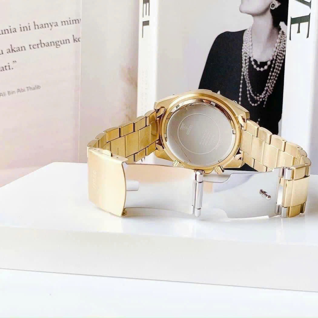 Đồng Hồ Guess Intrepid |Nam Giới |Đính Pha Lê Vuông |Dây Kim Loại Vàng Gold |Máy Pin (Quartz) |Size 46mm |donghogiatot.vn