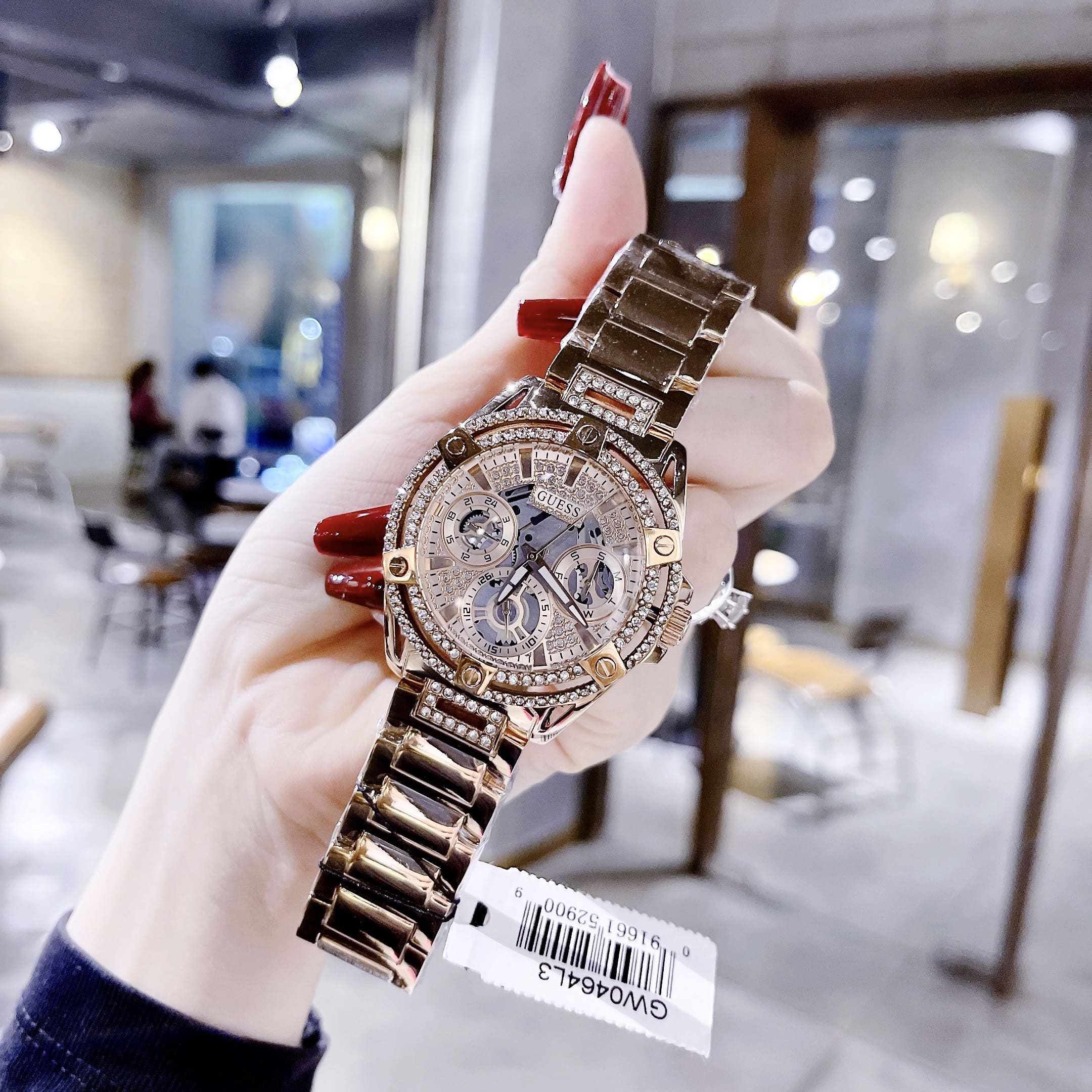 Đồng Hồ Guess Iridescent |Nữ Giới |Đính Đá |Dây Kim Loại Rose Gold |Máy Pin (Quartz) |Size 40mm |donghogiatot.vn