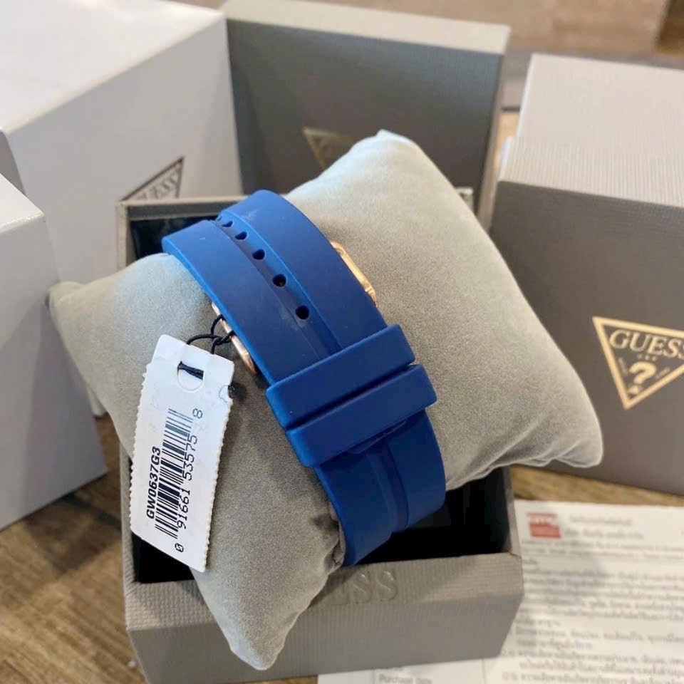 Đồng Hồ Guess Leo |Nam Giới |Mặt Vuông Rose Gold |Dây Cao Su Xanh |Máy Pin (Quartz) |Size 42mm |donghogiatot.vn