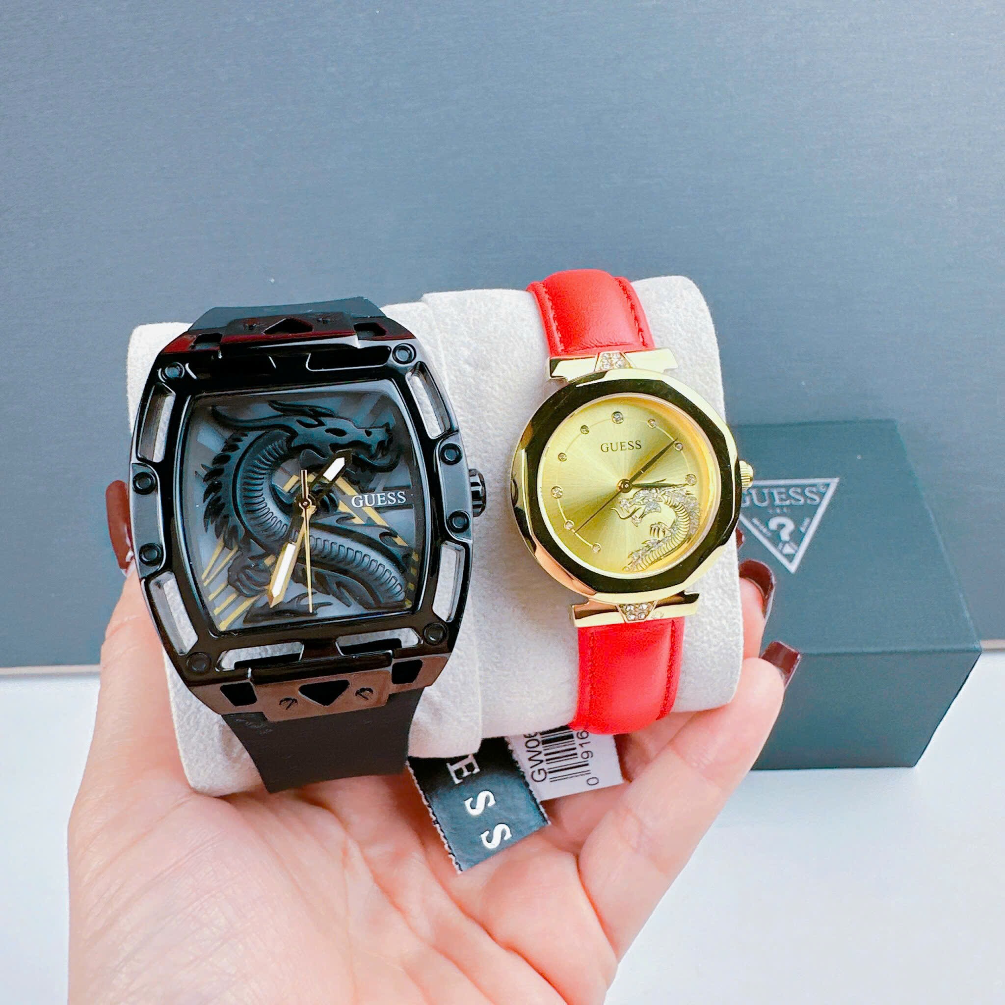 Đồng Hồ Guess Mặt Rồng |Cặp Đôi |Mặt Chữ Nhật |Dây Da |Size 43x34mm |donghogiatot.vn