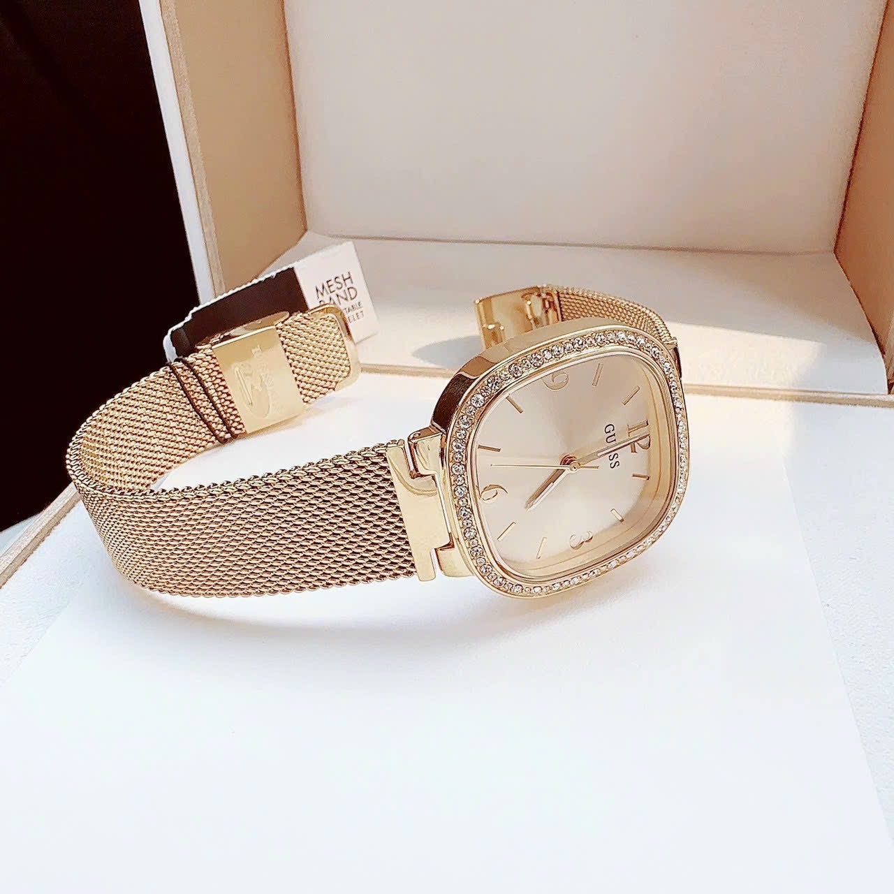 Đồng Hồ Guess Mặt Vuông |Nữ Giới |Dây Mesh Lưới Rose Gold |Máy Pin (Quartz) |Size 32mm |donghogiatot.vn