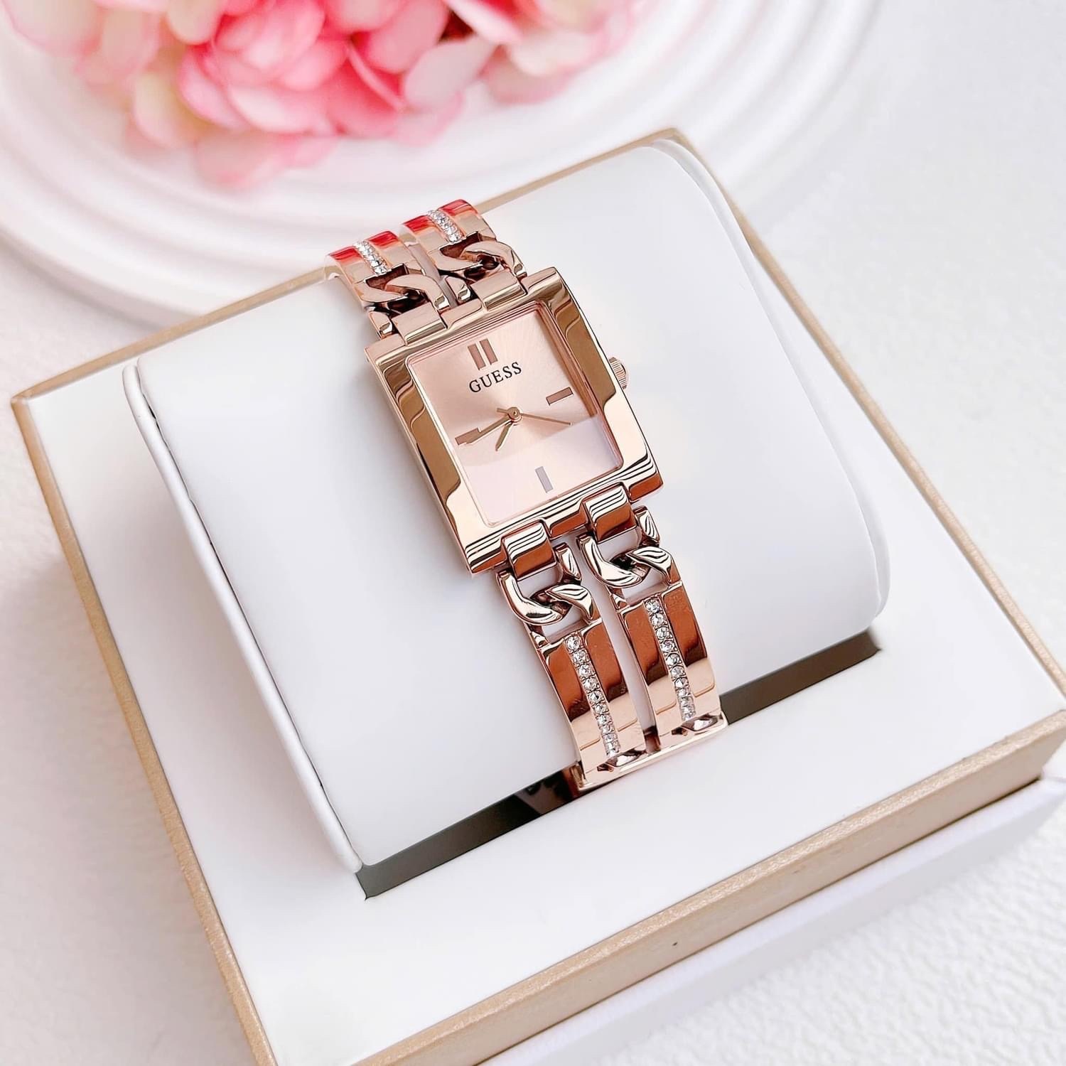 Đồng Hồ Guess Mod ID |Nữ Giới |6 Kim |Mặt Chữ Nhật |Dây Xích Rose Gold |Máy Pin (Quartz) |Size 24mm |donghogiatot.vn