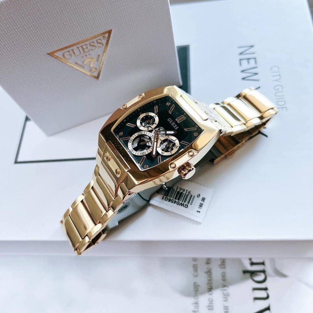 Đồng Hồ Guess Multi Function |Nam Giới |Mặt Đen |Dây Kim Loại Vàng |Máy Pin (Quartz) |Size 43x51mm |donghogiatot.vn