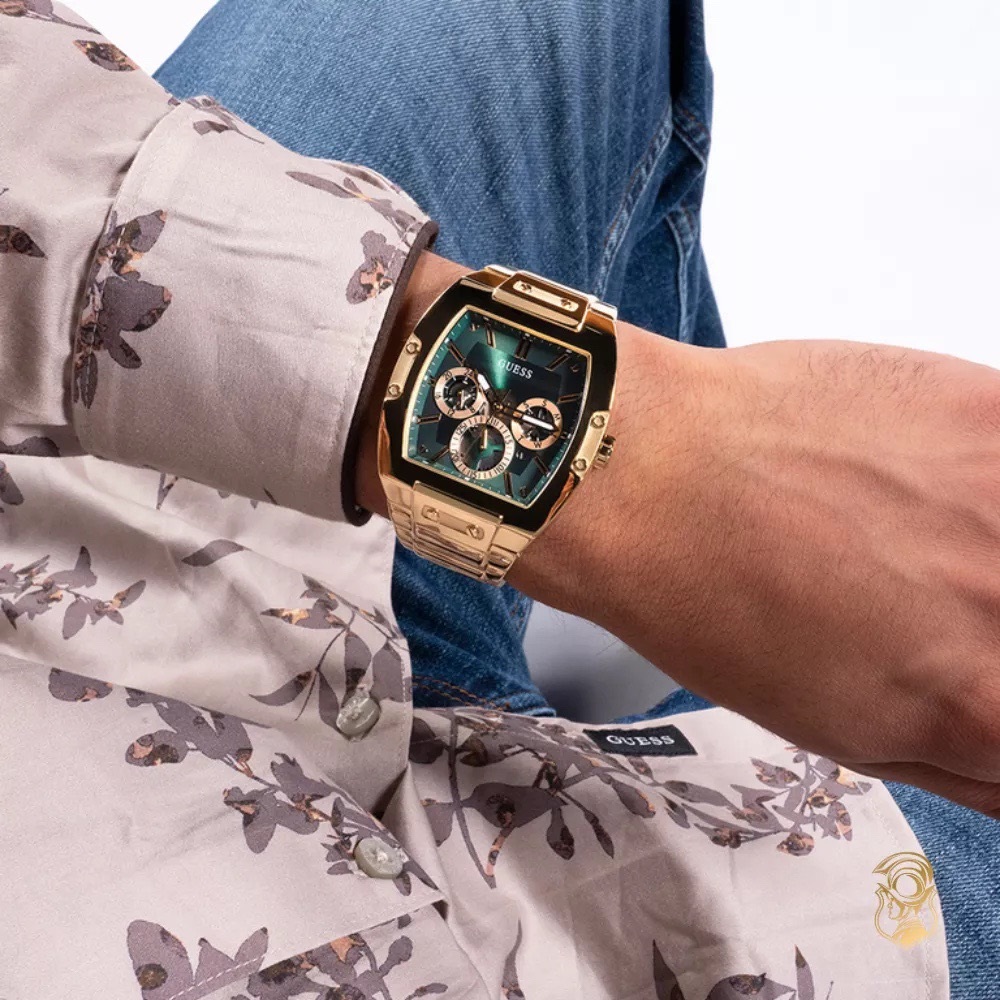 Đồng Hồ Guess Multi Function |Nam Giới |Mặt Xanh Lá |Dây Kim Loại Vàng |Máy Pin (Quartz) |Size 43x51mm |donghogiatot.vn